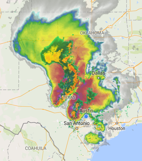 The radar over Texas on Monday, May 25, 2015.