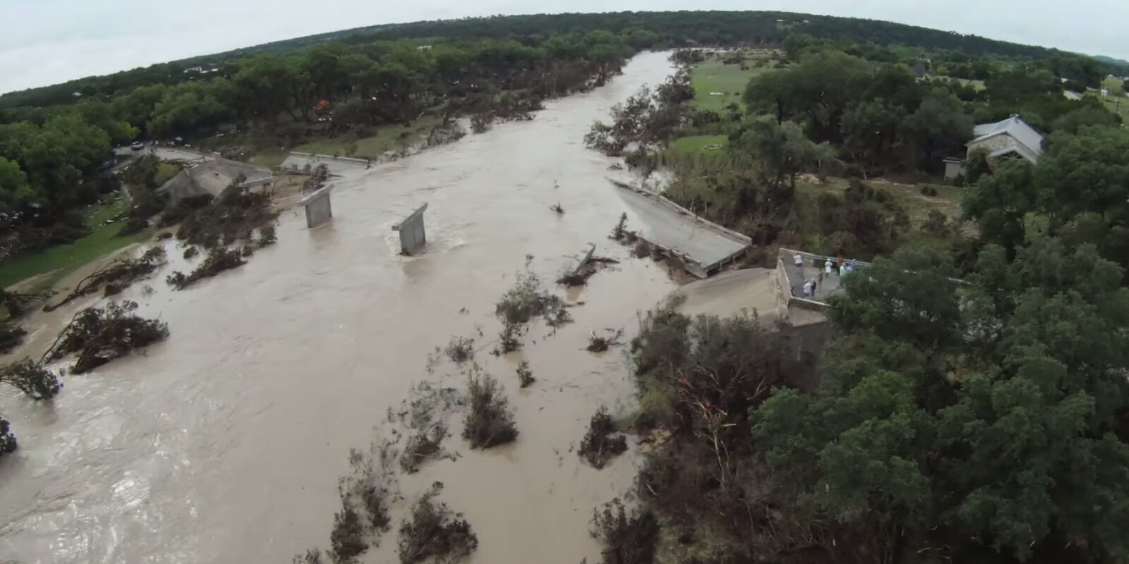 A destroyed bridge near Wimberley.