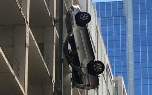 So, Um, There Was A Hanging Car Sticking Out Of A Building In Austin On Friday