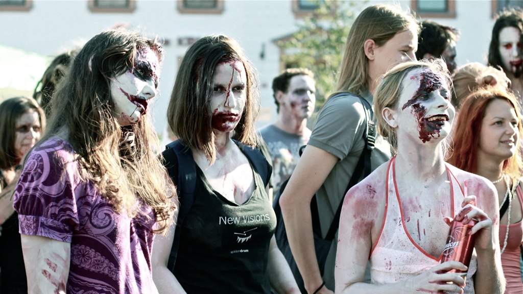 A group of people dressed up like zombies