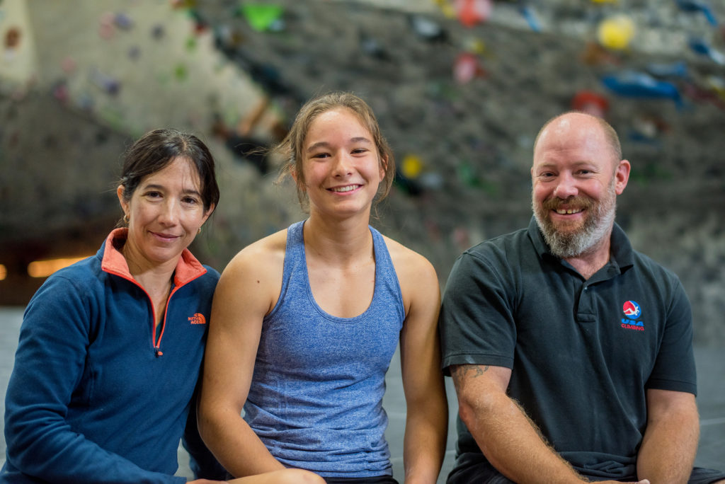 Monica Flores, Maya Madere, and John Myrick at North AUstin Rock Gym