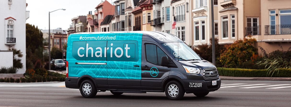 Chariot's fleet of vans make commuting to work a breeze. Photo via Facebook. 