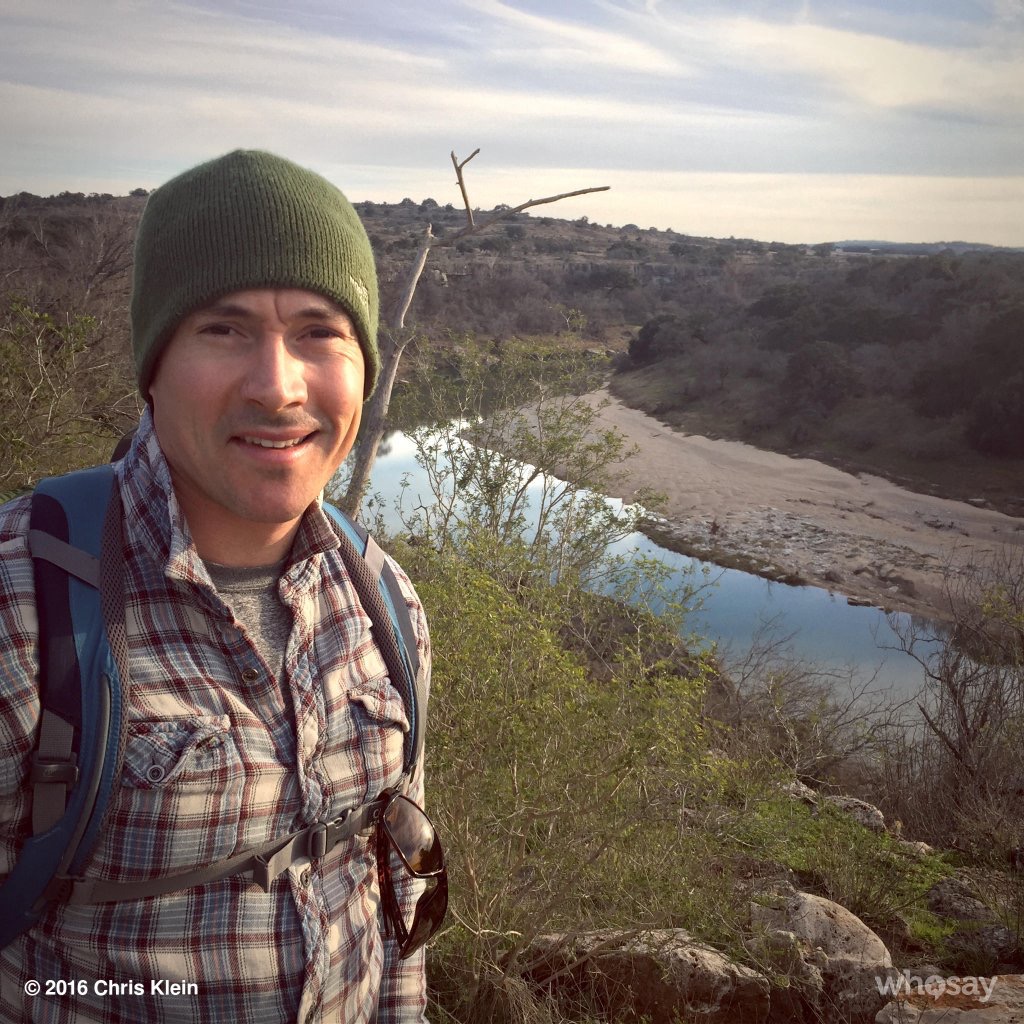 Hill Country hiking photo from Chris Klein's Twitter account.