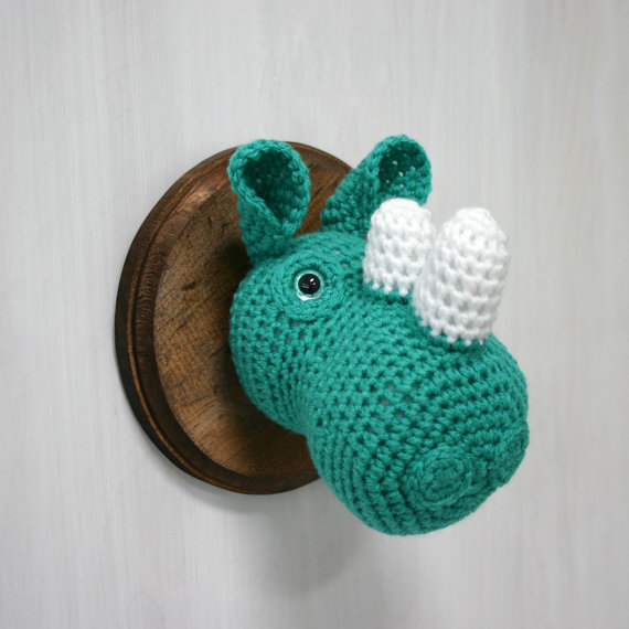 Photo: Crochet Taxidermy Rhino Head ($75) from Nothing but a Pigeon