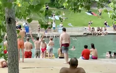Austin Keeps It Kind Cheering On a Timid Jumper At Barton Springs